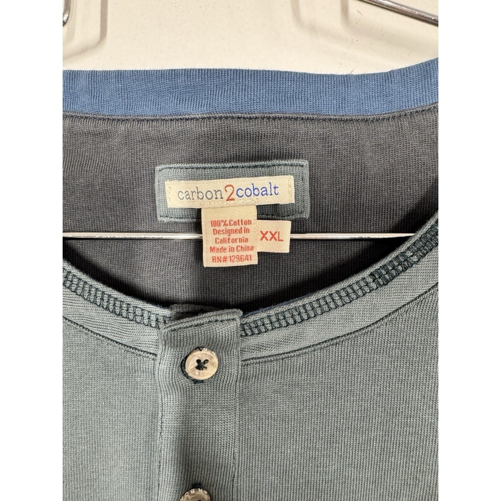 Carbon 2 Cobalt Gray Henley Heavyweight Long Sleeve Henley Shirt Men's XXL Work - Picture 4 of 9